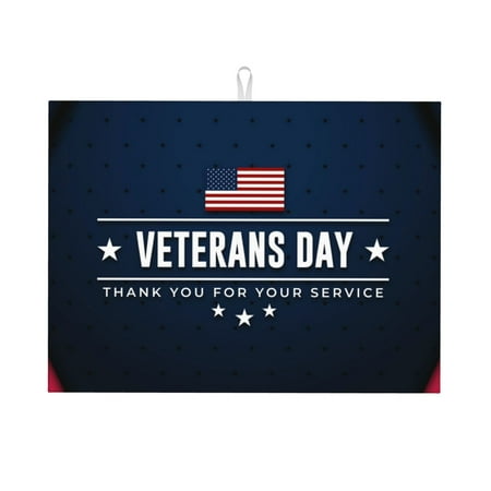 

Tebeau Happy Veterans Day Print Dish Drying Mat for Kitchen Counter Dish Drying Pad with Non-slip Rubber Backed Hide Stain Anti Absorbent for Kitchen Counter Drying Mat