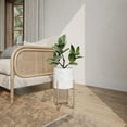 thumbnail image 2 of Raya White Mid-Century Modern Indoor Metal Pot Planter with Tall Metal Base - 16.25" H x 9.25" W, 2 of 5
