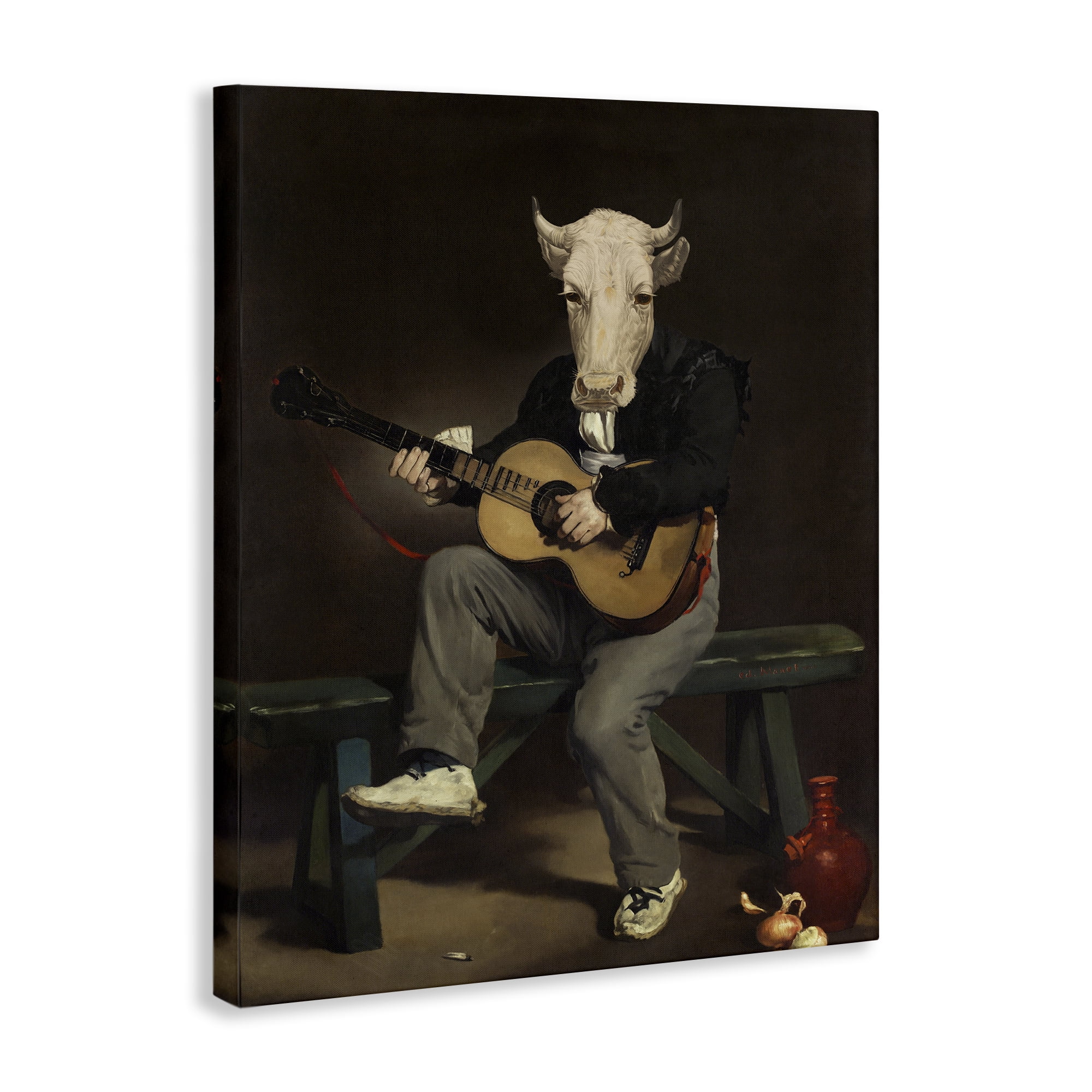 Stupell Industries Cow Playing Guitar Novelty & Humor Painting Wrapped Canvas Art Print Wall Art, 16 x 20