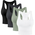 thumbnail image 1 of XINQIHANG 4 Pieces Women's Crop Tops Cotton Basic Tank Tops Racerback Sleeveless Sports Workout Crop Tank Tops, 1 of 7
