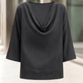 thumbnail image 5 of cocolona Womens Summer Linen Tops Cowl Neck 3/4 Sleeve Shirts Dressy Casual Solid Color Blouses, 5 of 6