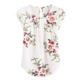thumbnail image 4 of maskred T-shirt Femme Imprimé Plissé Haut Col Rond Manches Courtes Blouse Blanche TTG, 4 of 6
