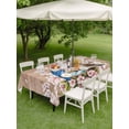thumbnail image 4 of Outdoor Tablecloths with Umbrella Hole & Zipper, Birds Floral 54x80 Inch Tablecloth Rectangle, Farmhouse Pink Flower Leaf Wood Grain Brown Waterproof Table Cloth, Patio/Pool/Picnic Table Covers, 4 of 8