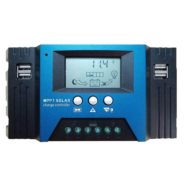 Controlador de carga solar 40/50/60/100a Mppt con pantalla Lcd Dual Usb Modos de control de carga múltiple, nueva corriente de carga máxima técnica Mppt