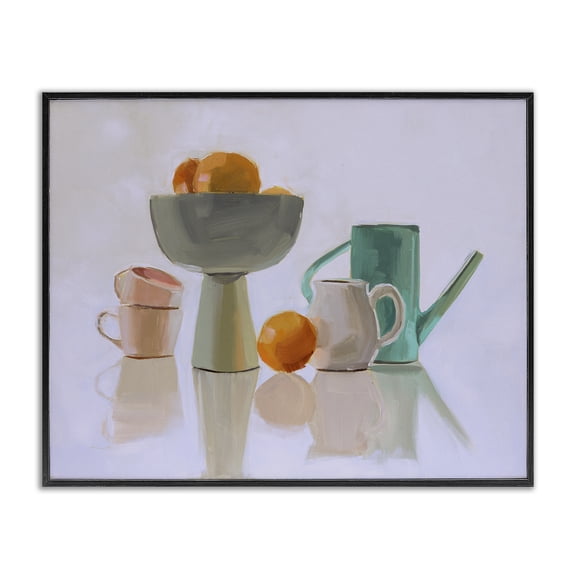 Stupell Industries Reflective Pottery Still Life Food & Beverage Painting Black Framed Art Print Wall Art, 14 x 11