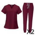 thumbnail image 1 of 2x Conjunto De Uniforme Médico Femenino, Ropa De Trabajo De Enfermera Lavable A Máquina Para Salón De Belleza, 1 of 8