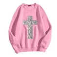thumbnail image 4 of Chandail en Molleton Col Rond Femme Imprimé Los Angeles Automne Col Rond Manches Longues Chandail en Molleton Oversize Chandail avec Épaule Tombante Design Chandail Femme Rose G, 4 of 4