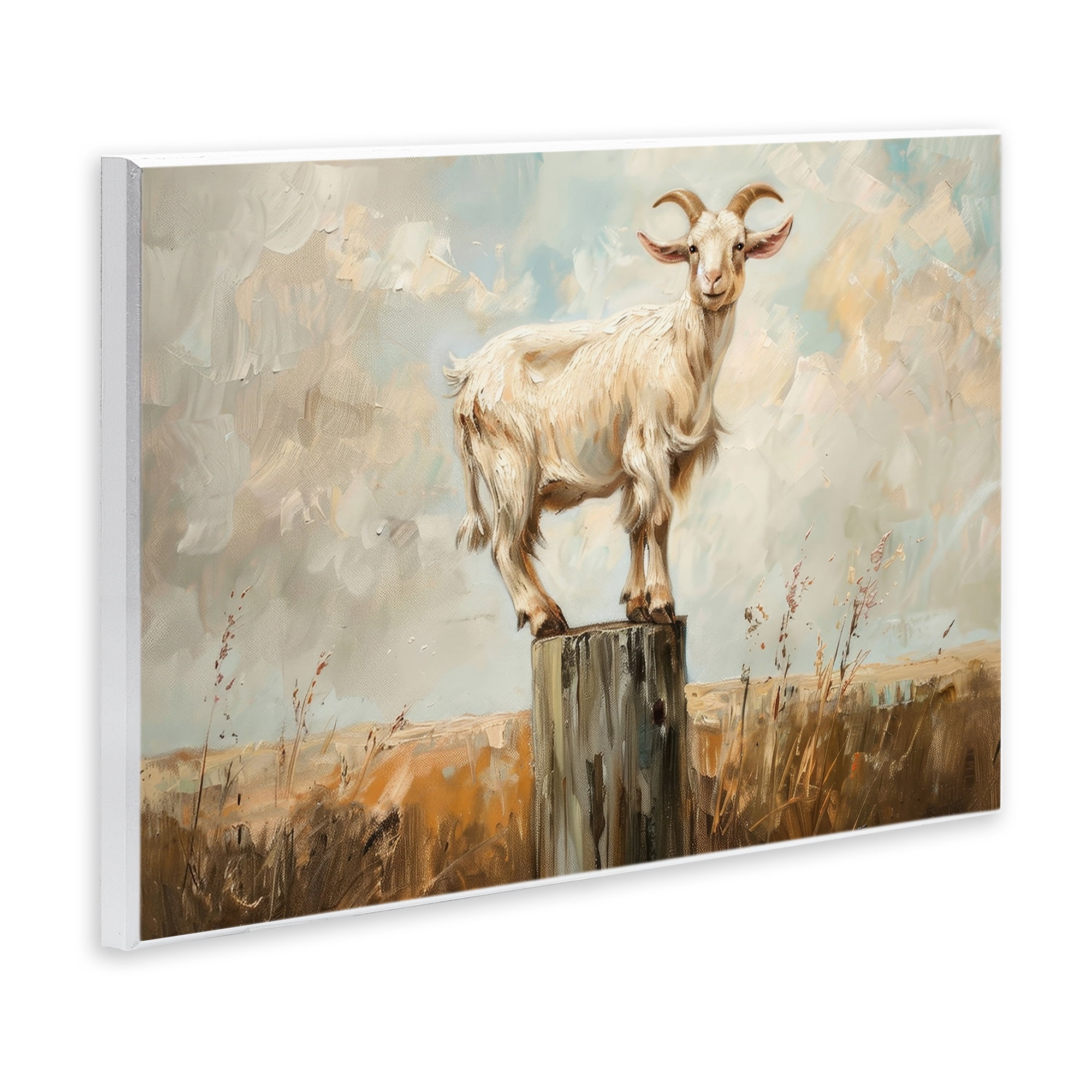 Stupell Industries On The Fence Goat Animals & Insects Painting Unframed Art Print Wall Art, 19 x 13