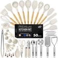thumbnail image 1 of Kaluns 50 PCS Silicone Kitchen Utensils Set Complete Kitchen Set - 800&Acirc;&deg;F Heat Resistant Non-Stick Premium Cooking Utensils W Wooden Handles - Can Opener, Masher, Turn, 1 of 8