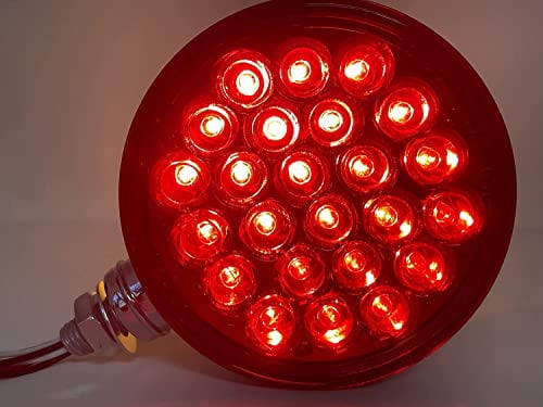 All Star Truck Parts 2pc Amber/Red 48 LED Round Double Face Stud Mount Pedestal Fender Stop Turn Tail Light for Truck Trailer Peterbilt Freightliner Heavy Duty Mack Western Star. Left and Right Side
