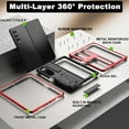 thumbnail image 3 of Compatible Samsung Galaxy Z Fold 4 Metal Case with Hinge Protection,3 Layers Full Body Shockproof Dustproof Aluminium Silicone Mens Case for Samsung Galaxy Z Fold 4 Phone Case with Kickstand Red, 3 of 14