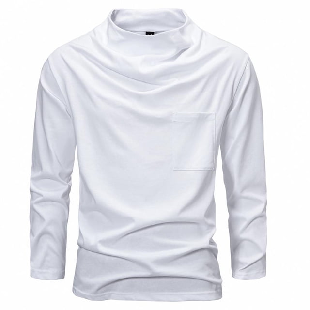 GigrtiJin Chemise à Col Roulé pour Hommes Ajustée Col Montant Thermique Chemises Décontractées Manches Longues sous-Vêtement Couleur Unie Hauts Basiques