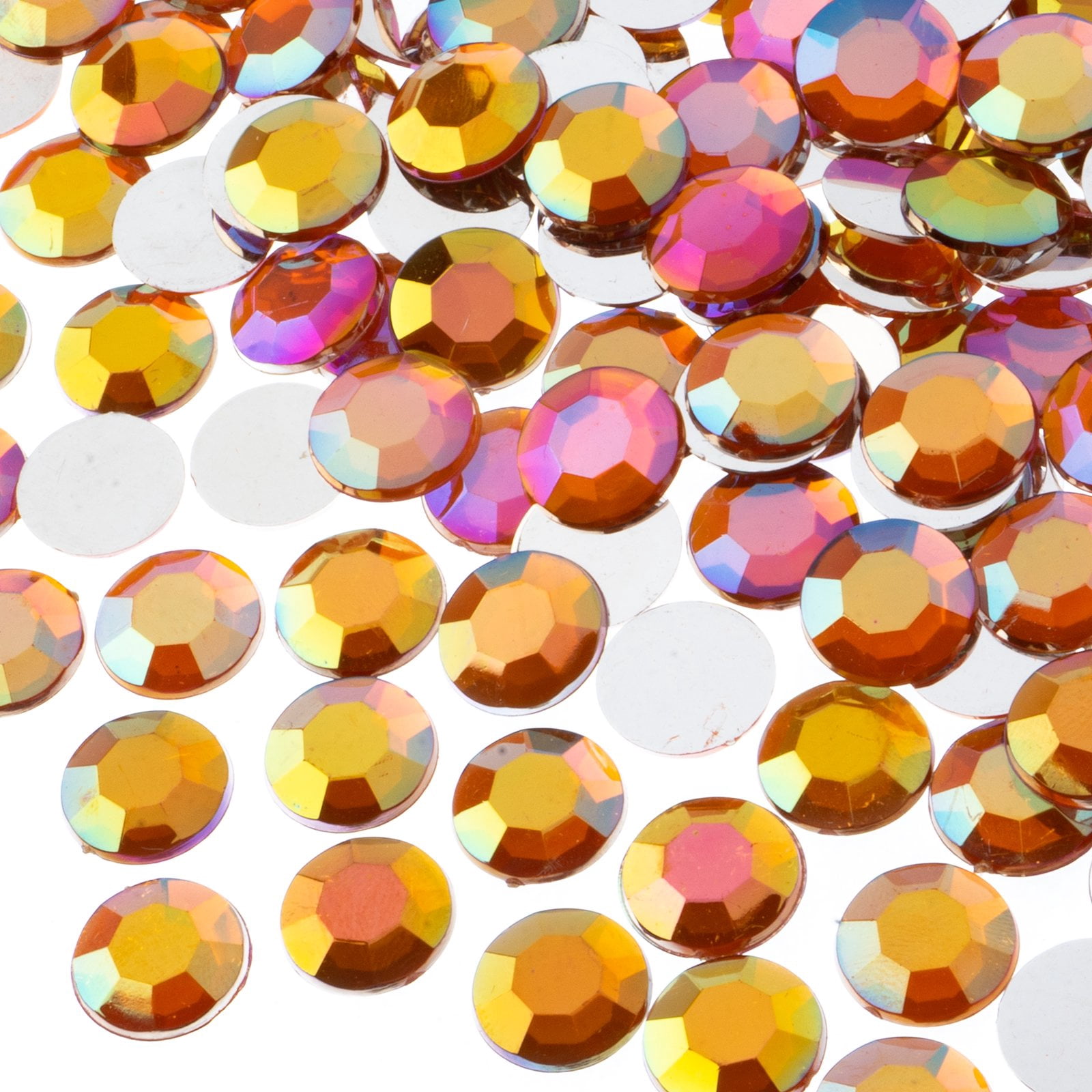 John Bead 400-Piece 12mm (SS50) | Orange AB Acrylic Round Flat Back ...