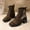#356-Brown, variant on Roncen Women's Casual Vintage Chunky Heel Mid-Calf Boots - Retro Floral Embroidery Lace-Up Work Boots with Side Zipper and Platform Sole for Commute & Office Wear