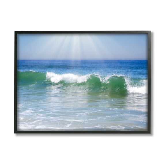 Stupell Industries Rolling Ocean Waves Photography Nature Photography Black Framed Art Print Wall Art, 14 x 11