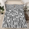 thumbnail image 2 of Feelyou Cartoon Bowknot Queen Sheet Sets, Black Stripes Lines Bed Set, 4-Piece, 2 of 7