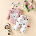 thumbnail image 3 of Fortune Baby Girl Ruffle Long Sleeve Elephant Romper Long Pants 2Pcs Infant Fall Clothes 0-24 Months, 3 of 8