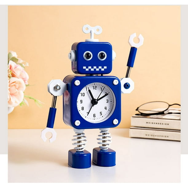 Non Ticking Robot Alarm Clock Stainless, Flashing Alarm Clock