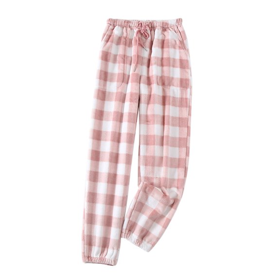 Lisingtool Spring Casual Pants for Women Women'S Casual Pajama Checkered With Pockets Pants Comfortable Plaid Loose Trousers