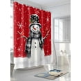 thumbnail image 3 of Christmas Winter Shower Curtain Set ，Waterproof Fabric Shower Curtains Snowflake Snowman Red Robin Bird Shower Curtains for Bathroom,Bathroom Decor 72"x72", 3 of 6