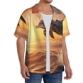 thumbnail image 2 of Balery Sunset Dancing Dolphin A Camisa Casual de Manga Corta con Botones para Hombre, Texturizada, Estilo Cubano, para Playa, Verano-3X-Large, 2 of 5