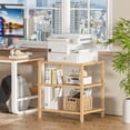 thumbnail image 3 of LELELINKY 2pc 3-Tier Media Stand, Natural Wood Audio Cabinet with Shelves, Multifunctional Entertainment Center for Living Room, Home, Naturl, 3 of 8
