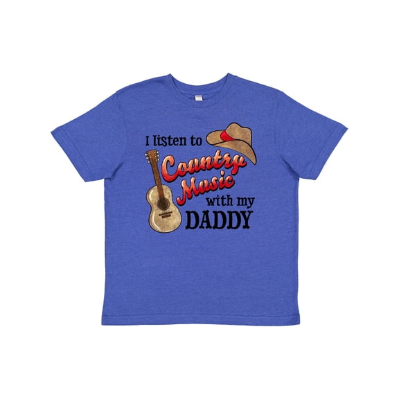Inktastic I Listen to Country Music with my Daddy Guitar and Hat Youth T-Shirt