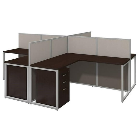 Scranton & Co 3 Drawer L Shaped Computer Desk for Four