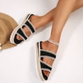 thumbnail image 4 of Rokment Stitching Espadrilles Platform Beach Sandals for Women Fashion Casual Height Increasing Flatform Comfortable Walking Chunky Flat Dress Slip on Slides Summer Vacation Black Size 6, 4 of 7