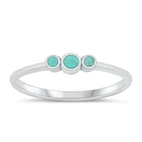 CHOOSE YOUR COLOR Simulated Turquoise Wholesale Ring .925 Sterling Silver Trinity Band Blue CZ Female Size 10