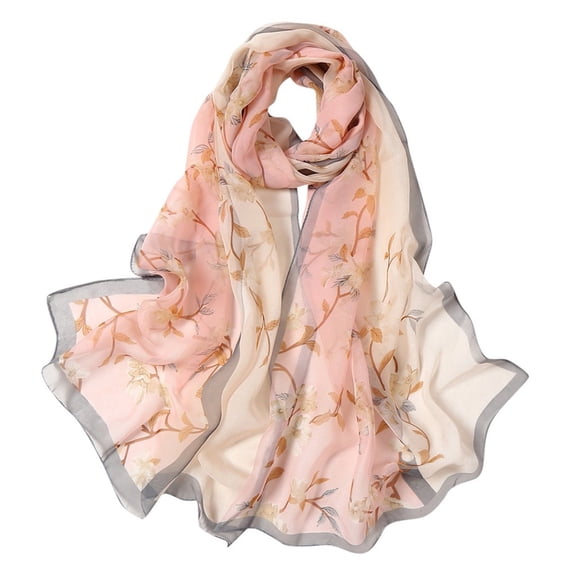 160*50cm Women Floral Print Silk Feel Scarf Long Soft Travel Casual Shawl