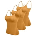 thumbnail image 2 of Vinsonshop 3 Pack Tank with Built in Bra for Women Cotton Tank Top Women Shelf Bra Cami Top Fitted Tank Tops Cami with Built in Bra Cute Summer Tops Orange XXL, 2 of 6
