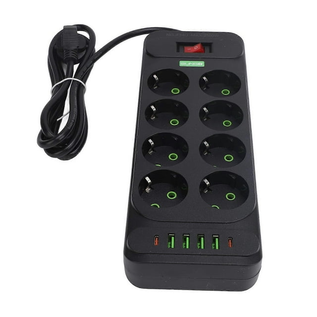 Multiprise 8 prises USB-C européenne, fixation murale, avec interrupteur, câble de 2 m