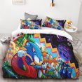 thumbnail image 3 of Juego de edredón de 3 piezas con estampado digital 3D de Sonic Boy, suave, 100 % poliéster, tamaño king, para decoración del hogar, regalo para adolescentes y niños, 3 of 5
