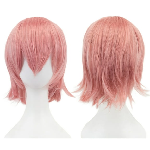 XmhyTop Cosplay Unisex Short Straight Wig, Loose Fluffy Full Hairpiece for Women & Men, Ideal for Anime Parties & Costume Events, Pink