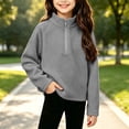 thumbnail image 5 of ATOGUTA Girls Turtleneck Sweatshirt Gray Kids Long Sleeve Half Zip Fleece Sweatshirts Casual Fashion Spring Fall Clothes Size 5T-15, 5 of 7