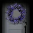 thumbnail image 5 of SUOKOM Halloween Wreath, 17.7in Black Spider Artificial Wreath with LED Lights, Halloween Wreath for Front Door Decoration Battery Operated Glitter Sparkling Wreath, Outdoor Window Porch Patio Wreath, 5 of 6