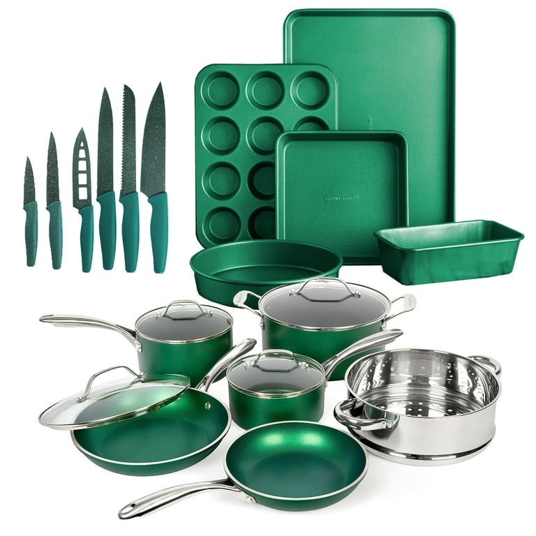 Emerald Pots and Pans Set Nonstick, 21 Piece Ultra Durable