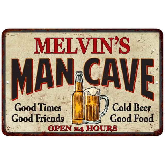 MELVIN'S Man Cave Metal Sign Wall Decor Gift 8x12 208120011127
