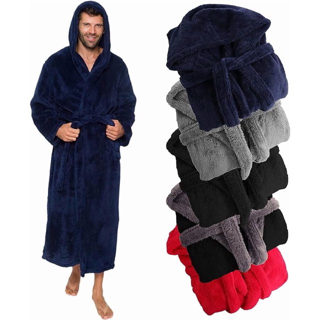 Bata de lujo para hombre, tallas grandes y altas, con capucha y bolsillos, ideal como regalo para hombres y adolescentes.