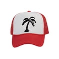 thumbnail image 1 of Men's Palm Tree Cap Snapback Trucker Hat, White/Red, 1 of 2