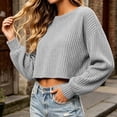 thumbnail image 7 of Liuinsasek Women's Cropped Top Long Sleeve Round-Neck Fashion Solid Color Pullover Fall/Winter Classic Casual and Comfortable Ribbed Top Sweater, 7 of 7