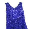 thumbnail image 6 of vastwit Womens Sequin Tassel Flapper Dress Sleeveless Fringed Latin Salsa Ballroom Dance Dress Royal Blue L, 6 of 7