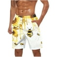 thumbnail image 3 of LIBRCLO Mens Beach Shorts Quick Dry Swim Trunks Bee Festival Prints Bathing Suits Lightweight Breathable Swimsuit Summer Board Shorts Swimwear White 3XL, 3 of 5
