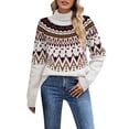 thumbnail image 1 of Chandail de Noël pour Femmes Cardigan Chaud Imprimé Tricoté Mode Chandail Mi-Long Col Rond Blouse Décontractée, 1 of 6