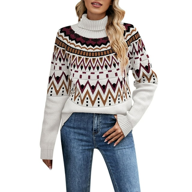Chandail de Noël pour Femmes en Tricot Torsadé Mode chandail Col Rond Blouse Moelleuse Décontractée Tricot Imprimé Cardigan Chaud Mi-Long Fermeture