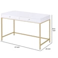 thumbnail image 4 of Two Drawers Wooden Desk with Tubular Metal Base, White and Gold, 4 of 4