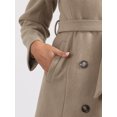 thumbnail image 5 of DARING DIVA Women's Double Breasted Slant Pocket Button Down Belted Coats Light Brown M, 5 of 6