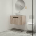 thumbnail image 4 of BNK 30'' Wall-Mounted Bathroom Vanity with White Ceramic Sink,Modern Brown Floating Bathroom Vanity Set, Single Bathroom Vanity and Sink Combo,with 2-Door Cabinet, 4 of 12