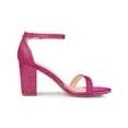 thumbnail image 4 of BLISSFUL STEP Women's Shoes Ankle Strap Open Toe Block Heel Glitter Party Sandals Hot Pink 7, 4 of 8